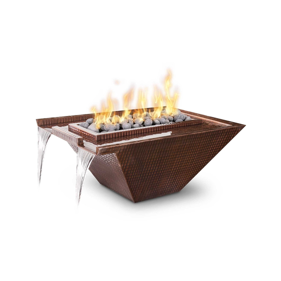 30" Square Nile Hammered Copper Fire and Water Bowl