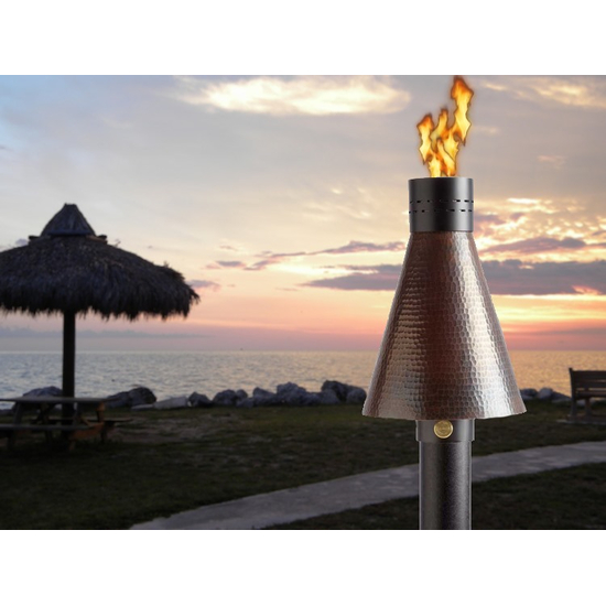 The Hammered Copper match lit TK torch creates an island getaway feel!