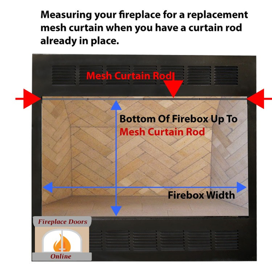 How to measure your fireplace for a replacement mesh curtain when you have a rod already installed.
