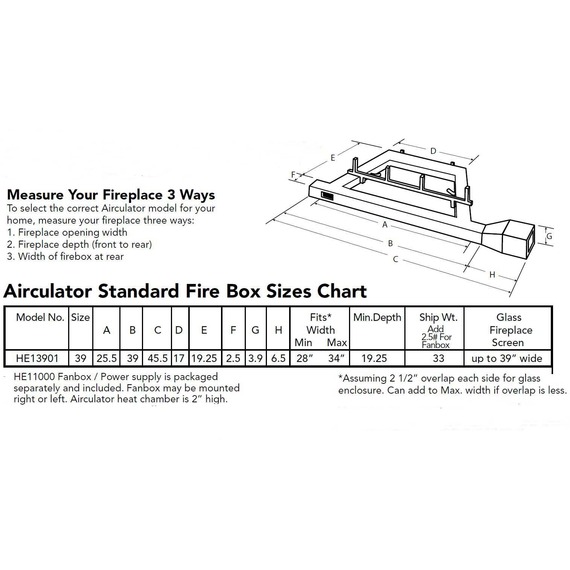 Sizing Chart For Airculator HW13901