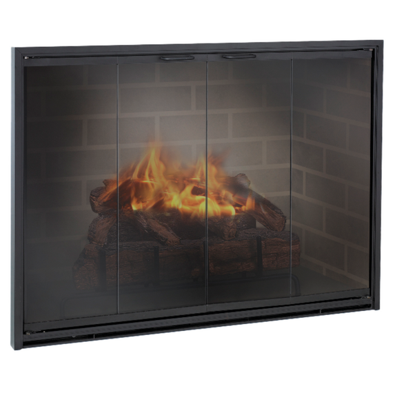 Stiletto Cutback Fireplace Door in Rustic Black