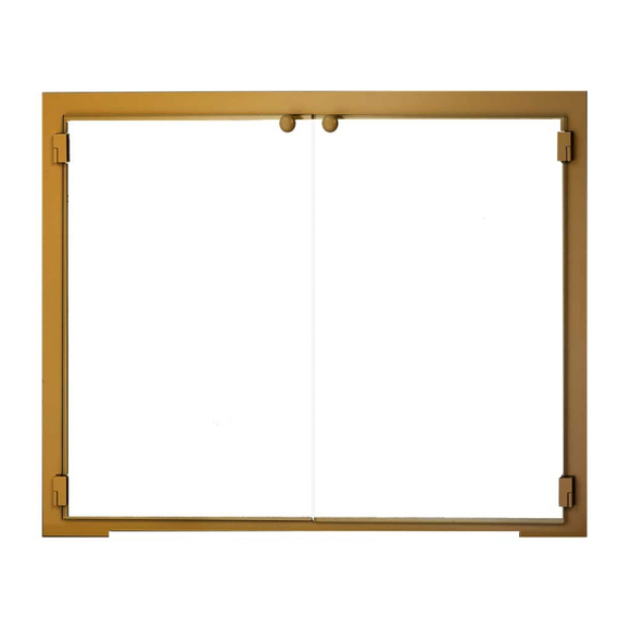 All Glass Legend Masonry Fireplace Door in Candlelight Brass