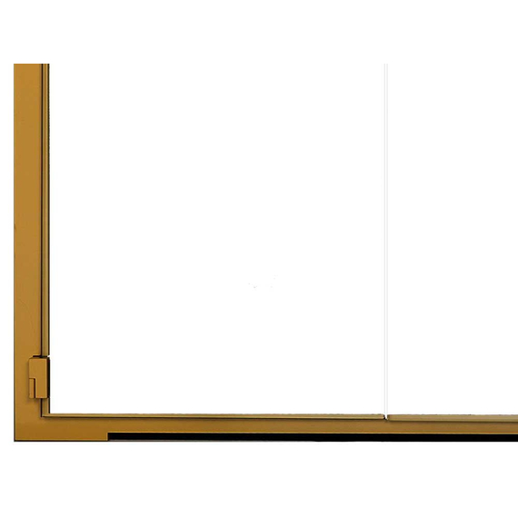 All Glass Legend Masonry Fireplace Door Bottom Left Corner Detail in Candlelight Brass