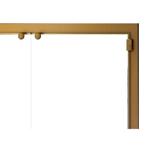 All Glass Legend Masonry Fireplace Door Top Right Corner Detail in Candlelight Brass