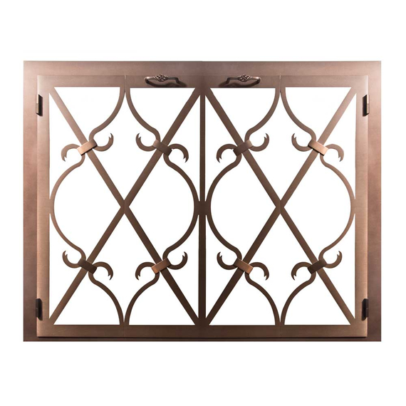 Banded Scroll Masonry Fireplace Door in Rustic Copper