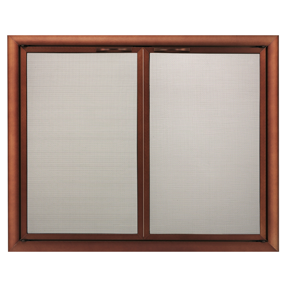 Basic Front Direct Vent Screen with operable doors - shown in optional Copper Fire artisan finish.