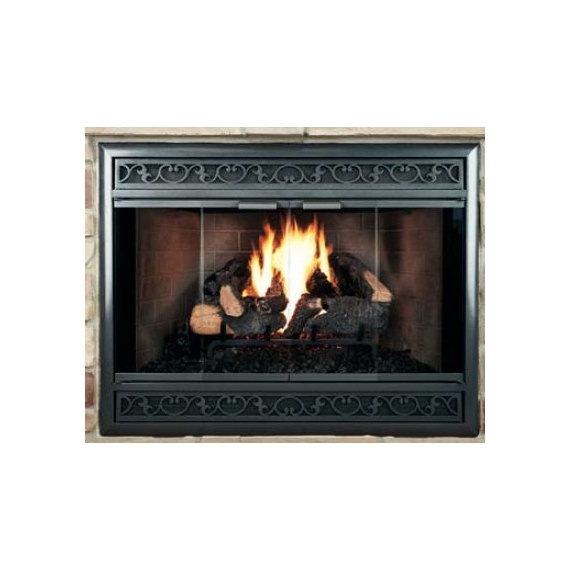 Brookfield Aluminum ZC-Deluxe Refacing in Rustic Black with Scroll louvers