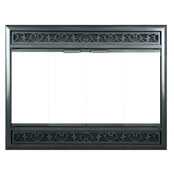 Brookfield Aluminum ZC Deluxe Refacing in Rustic Black with Scroll louvers