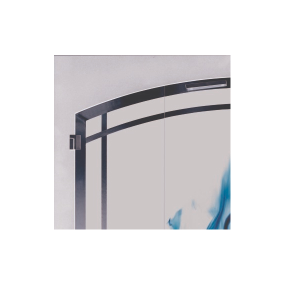Cascadian Arch Conversion Fireplace Door corner detail