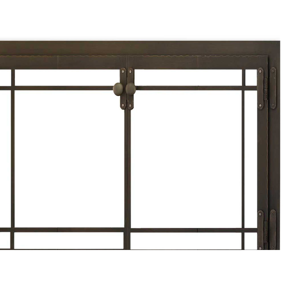 Craftsman Fireplace Door in Classic Bronze Top Right Corner Detail