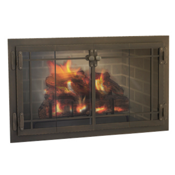 Craftsman Fireplace Door in Classic Bronze