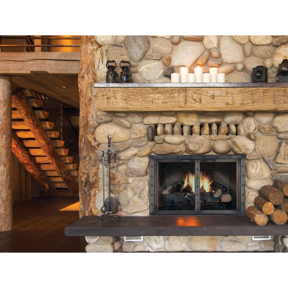 Black Rock Fireplace Door In Espresso powder coat finish