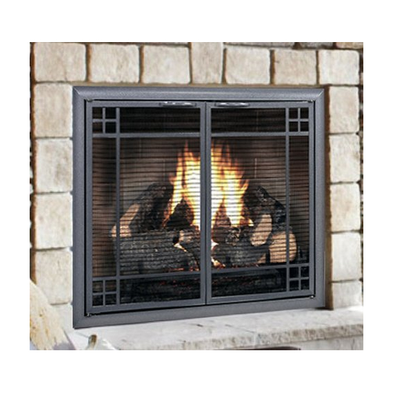Prairie Design Direct Vent Screen with operable doors in Natural Iron