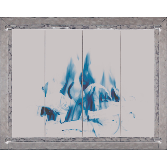 Laramie Fireplace Door in Oil Rubbed Bronze with Square Handles on Clearview Cabinet Doors with Clear Tempered Glass