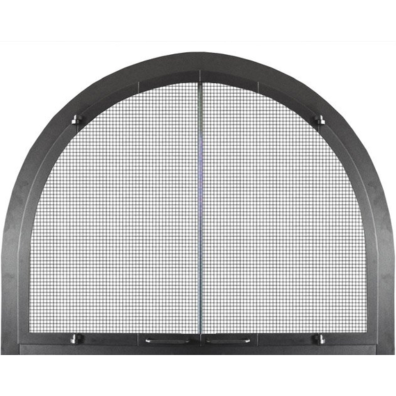Full Arch Masonry Fireplace Door in Matte Black