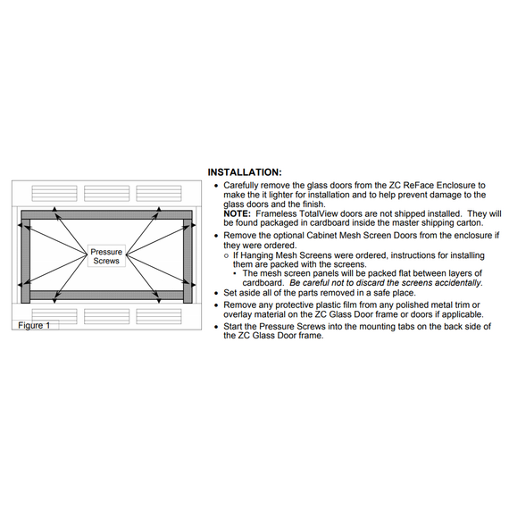 Installation diagram for inside fit doors