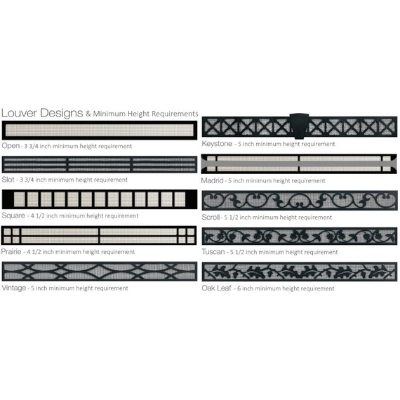 Louver designs and minimum height requirements