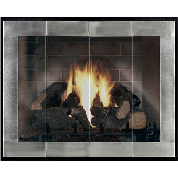 Enjoy the view of the flames through your Original Moderne Masonry Fireplace Door!