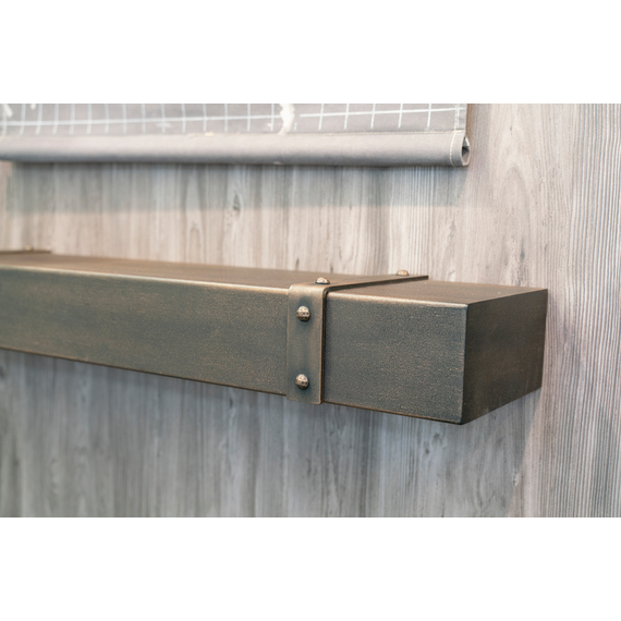 Chesapeake Steel Mantel Shelf finishes and Old World banding