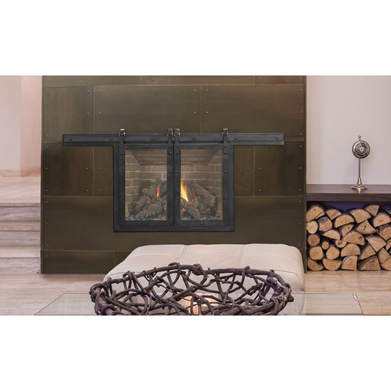Paterson Sliding Fireplace Door in Matte Black