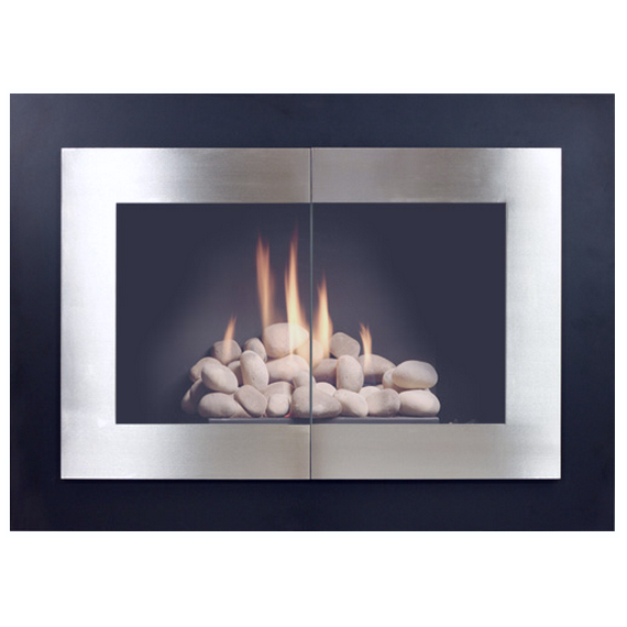 Saratoga Masonry Fireplace Door in Matte Black powder coat and plated brushed nickel doors