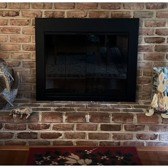 Satin Black Finish Fremont Masonry Fireplace Doors