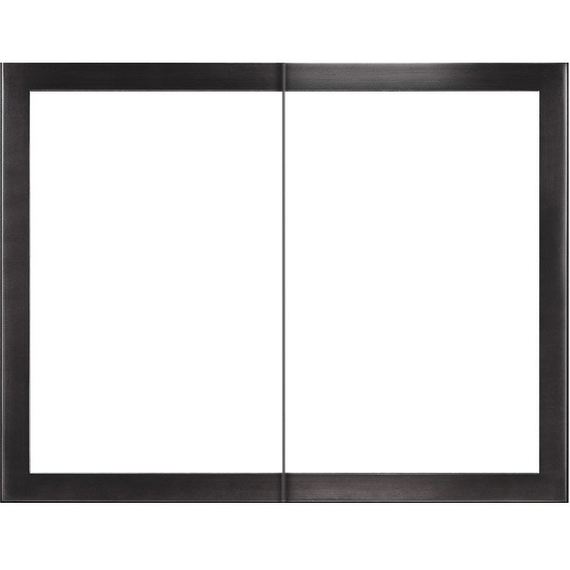 Slim Moderne Masonry Fireplace Door in Matte Black