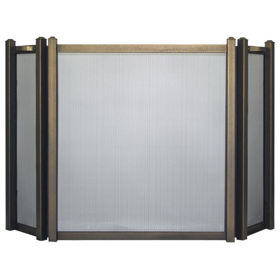 Appalachian Triple Panel Fireplace Screen shown in Bronzed Iron finish