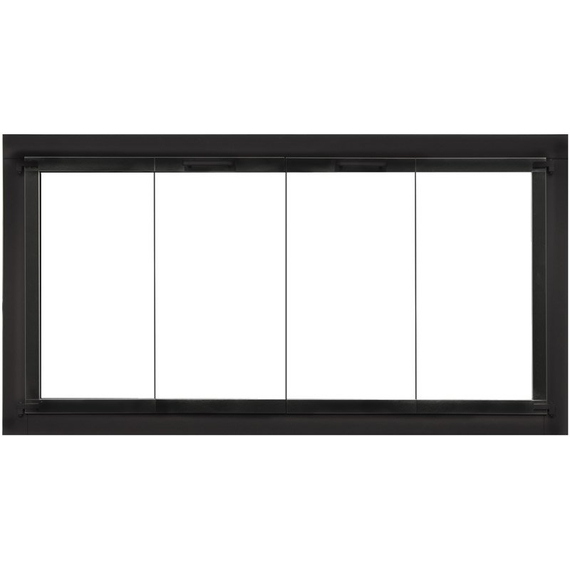 Zion Zero Clearance Fireplace Door - Matte Black - Square handles -  Clearview Bi-fold Doors