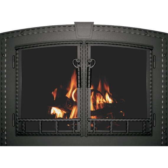 Denali Arched Masonry Fireplace Door in Textured Black