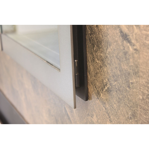 Saratoga hidden main frame behind Antique Steel premium finish door frame