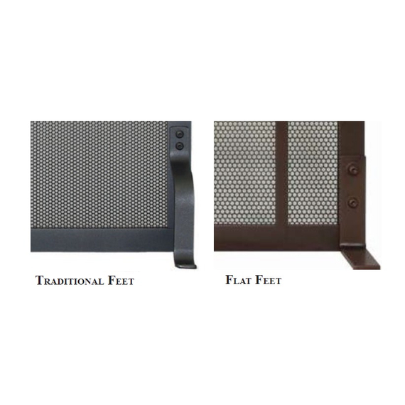 Choose between traditional or flat style feet for your fireplace screen.
