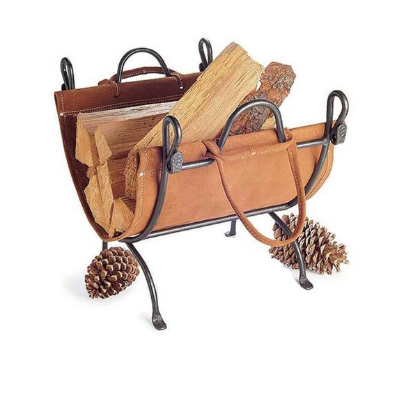 Folding Pilgrim log carrier and frame pine cones not included