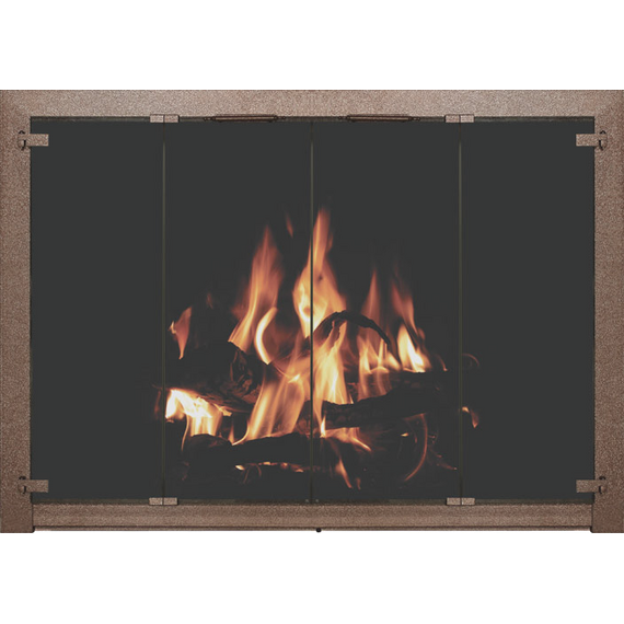 Cascade All Glass Masonry Fireplace Door in Burnished Silver premium finish