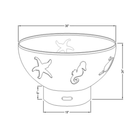 Sea Creatures Fire Pit Specs