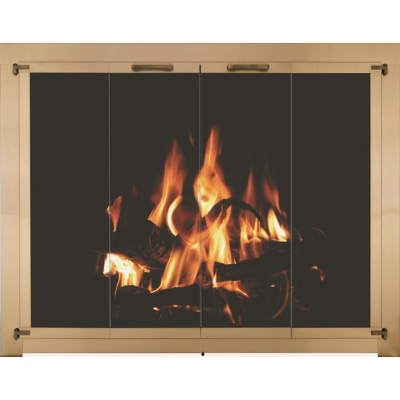 Appalachian Antique Brass Overlay Fireplace Door