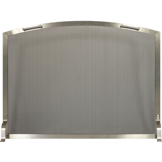 Stainless steel arch single panel fireplace screen
