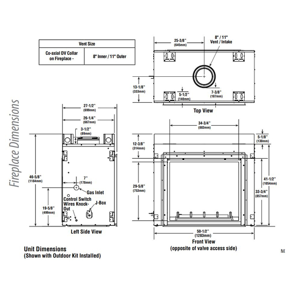 DRT63ST Fireplace Dimensions