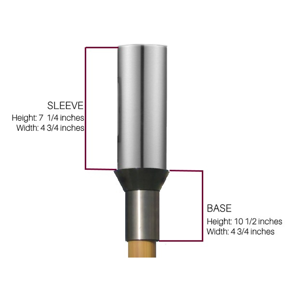 Base and sleeve dimensions for the Bird of Paradise automated tiki torch