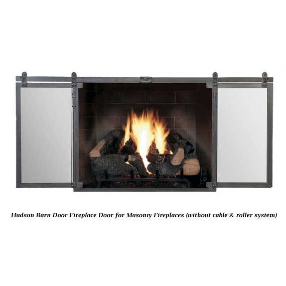 Hudson Fireplace Door With Doors Open - Natural Iron Finish
