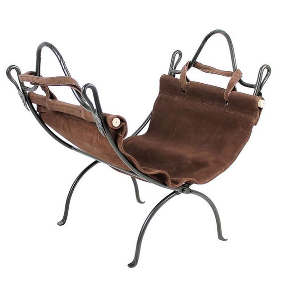 Leaf End Log Carrier And Stand In Graphite Finish