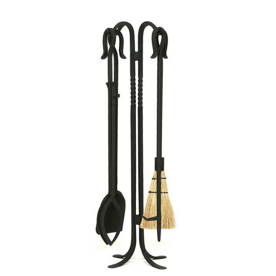 Shepherds Hook II Fireplace Tool Set In Black Finish
