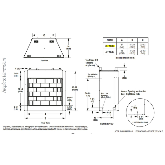 Superior VRE4336 Overall Fireplace Dimensions