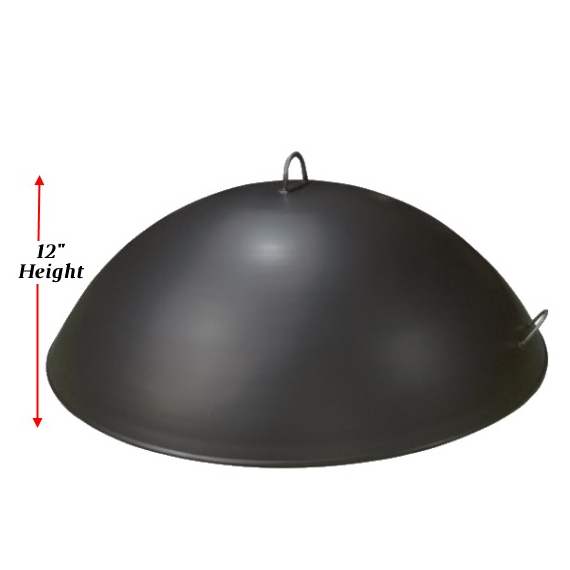 The 42 inch carbon steel dome cover for fire pits is 12 inches high