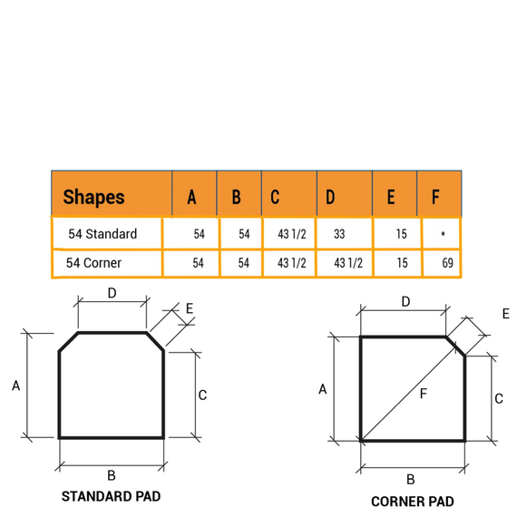 54 Inch Hearth Pad Dimensions