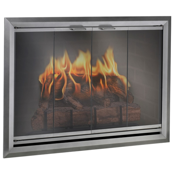 Apex Fireplace Door in Silver with hidden damper