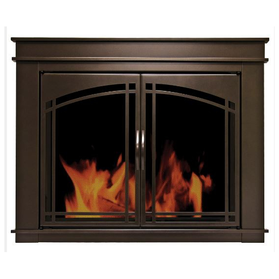 Farnworth Masonry Fireplace Door in Oil Rubbed Bronze finish - shown without riser bar