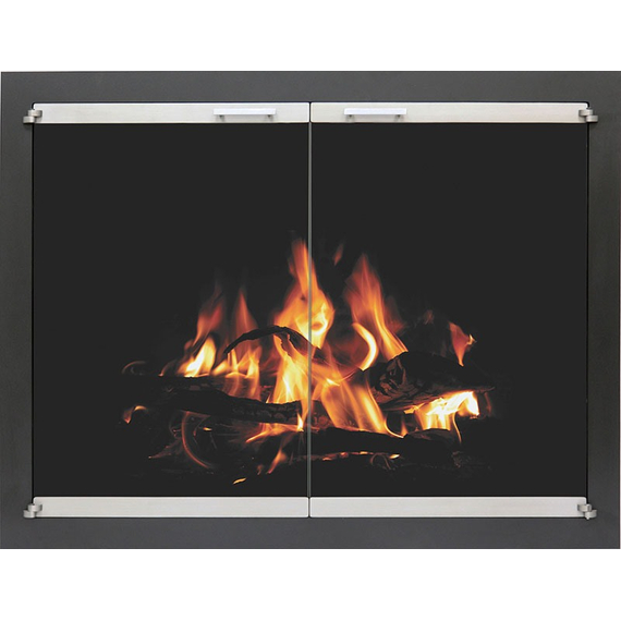 Affinity Masonry Fireplace Door shown with Black main frame and Brushed Nickel Door Stiles