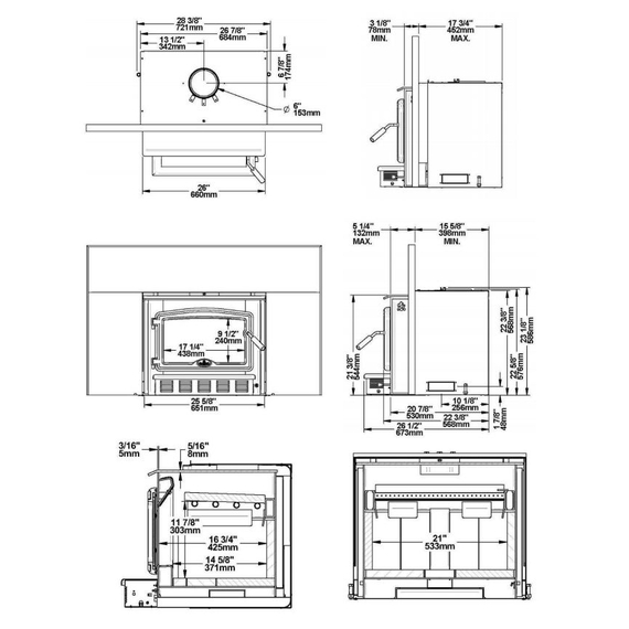 Osburn 2000 Wood Insert Dimensions
