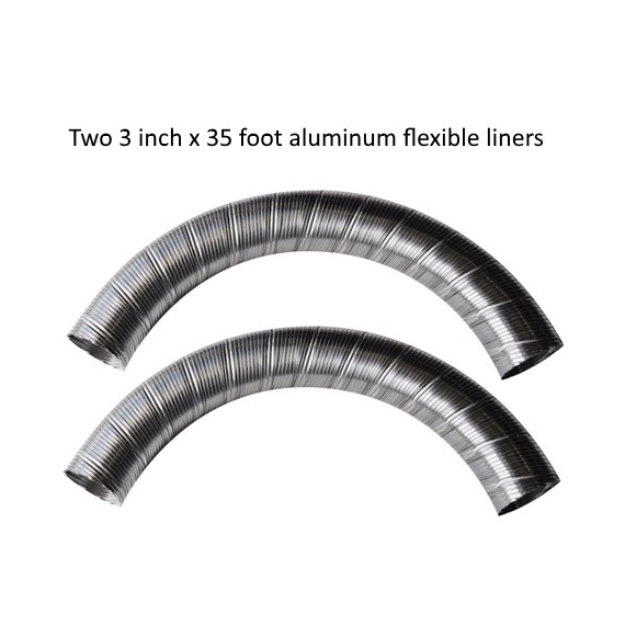Two 3 inch by 35 foot aluminum flexible liners